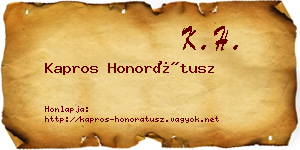 Kapros Honorátusz névjegykártya